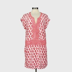 Joules Womens Agnes Shift Dress Coral Orange Ikat Cap Sleeves Pockets size 6